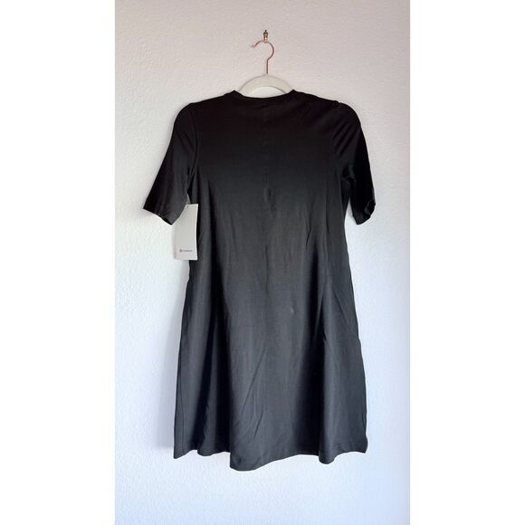 NWT Lululemon Women's Pima Cotton Wrap-Front T-Shirt Dress in Black Size 2 - Picture 7 of 13